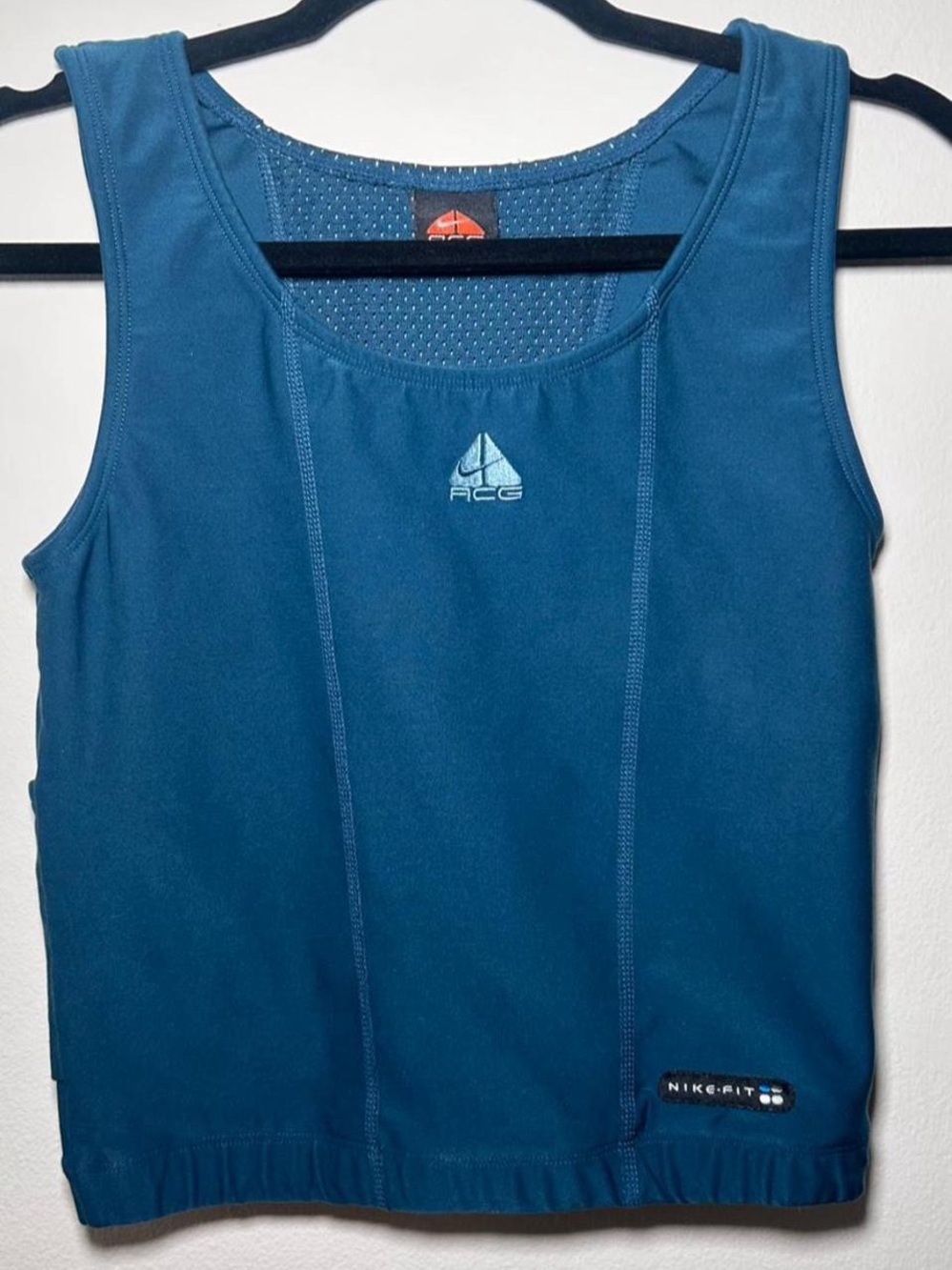 Teal Blue Nike ACG Crop Back Pockets Medium Athletic Running Outdoor Top